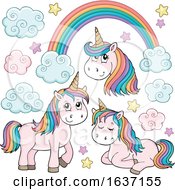 Poster, Art Print Of Unicorns Clouds And A Rainbow