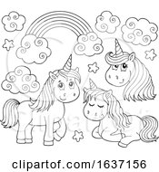 Poster, Art Print Of Black And White Unicorns And A Rainbow