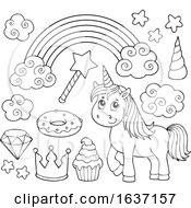 Black And White Unicorn Party Theme Icons