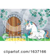 Unicorn By A Castle Door
