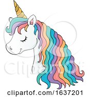 Cute Unicorn Head With Rainbow Hair