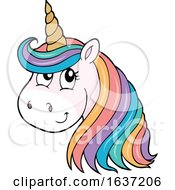 Poster, Art Print Of Cute Unicorn Head With Rainbow Hair