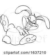 Poster, Art Print Of Cartoon Black And White Laughing Bunny Rabbit