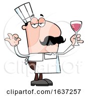 Poster, Art Print Of Pleased Pizza Chef Man With A Glass Of Wine