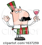 Poster, Art Print Of Pleased Pizza Chef Man With A Glass Of Red Wine