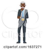Poster, Art Print Of Mature Black Business Man Thinking Mascot Concept