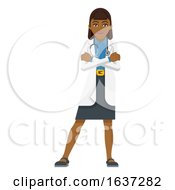 Poster, Art Print Of Young Woman Medical Doctor Cartoon Mascot