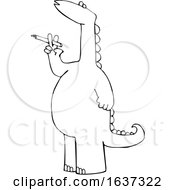 Poster, Art Print Of Cartoon Black And White Dinosaur Smoking A Cigarette