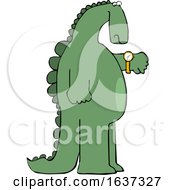 Cartoon Dinosaur Checking The Time On His Wrist Watch