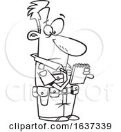 Cartoon Black And White Man Writing A Ticket by toonaday