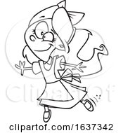 Cartoon Black And White Alice Jumping Or Running