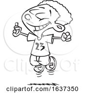 Cartoon Black And White Excited Black Boy Jumping After Finding Money by toonaday