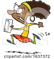 Cartoon Black Woman Running To File Taxes By The Deadline