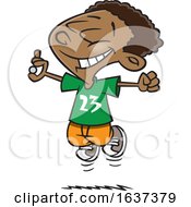 Cartoon Excited Black Boy Jumping After Finding Money