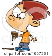 Cartoon Red Haired White Boy Holding Melting Chocolate