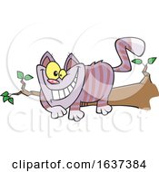 Cartoon Grinning Cheshire Cat On A Branch by toonaday