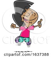 Cartoon Excited Girl Jumping After Finding Money
