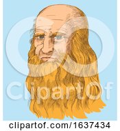 Sketched Portrait Of Leonardo Da Vinci by Domenico Condello
