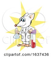 Poster, Art Print Of Lab Rat Holding A Beaker And Leaning On A Test Tube