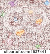 Poster, Art Print Of Backgrond Of Funny Cat Doodles
