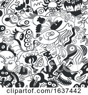 Poster, Art Print Of Backgrond Of Black And White Doodles