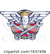 Crew Chief Crossed Wrench Army Wings Icon by patrimonio