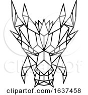 Poster, Art Print Of Dragon Head Front Low Poly Black And White