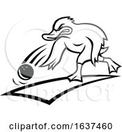 Poster, Art Print Of Duck Bowler Bowling Ball Cartoon Black And White