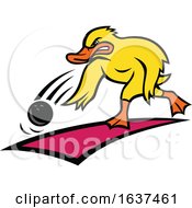 Poster, Art Print Of Duck Bowler Bowling Ball Mascot Cartoon