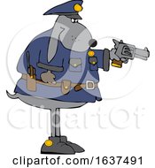 Poster, Art Print Of Cartoon Chubby Police Dog Aiming A Pistol