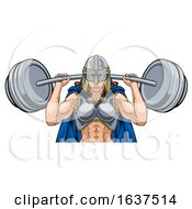 Poster, Art Print Of Warrior Woman Weightlifter Lifting Barbell