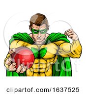 Poster, Art Print Of Superhero Holding Cricket Ball Sports Mascot