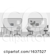 Poster, Art Print Of Office Desks Flat Background Interior Cartoon