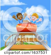 Kids On Roller Coaster by AtStockIllustration