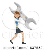 Poster, Art Print Of Doctor Woman Holding Spanner Wrench Mascot Concept