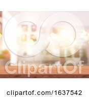 Poster, Art Print Of 3d Wooden Table Against A Defocussed Sunny Room Interior