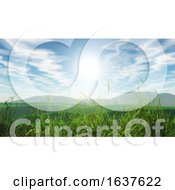 Poster, Art Print Of 3d Grassy Landscape Against A Blue Sunny Sky