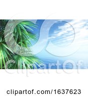 Poster, Art Print Of 3d Palm Trees Against A Blue Ocean Landscape