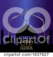 Eid Mubarak Background With Silhouettes Of Mosques