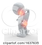 Poster, Art Print Of 3d Figure With Neck And Back Highlighted In Pain