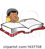 Poster, Art Print Of Cartoon Black Boy Reading A Book