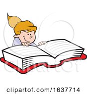 Cartoon White Girl Reading A Book