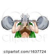 Poster, Art Print Of Viking Warrior Woman Weightlifter Lifting Barbell