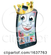 Poster, Art Print Of Mobile Phone King Crown Cartoon Mascot
