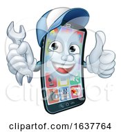 Mobile Phone Repair Spanner Thumbs Up Cartoon