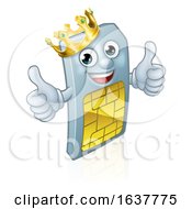 Poster, Art Print Of Sim Card Mobile Phone Thumbs Up King Mascot