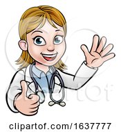 Poster, Art Print Of Doctor Cartoon Character Sign Thumbs Up