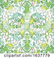 Poster, Art Print Of Cartoon Seamless Frog And Bug Pattern