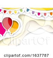 Poster, Art Print Of Party Background With Balloons And A Banner