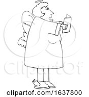 Poster, Art Print Of Cartoon Black And White Chubby Female Angel Singing